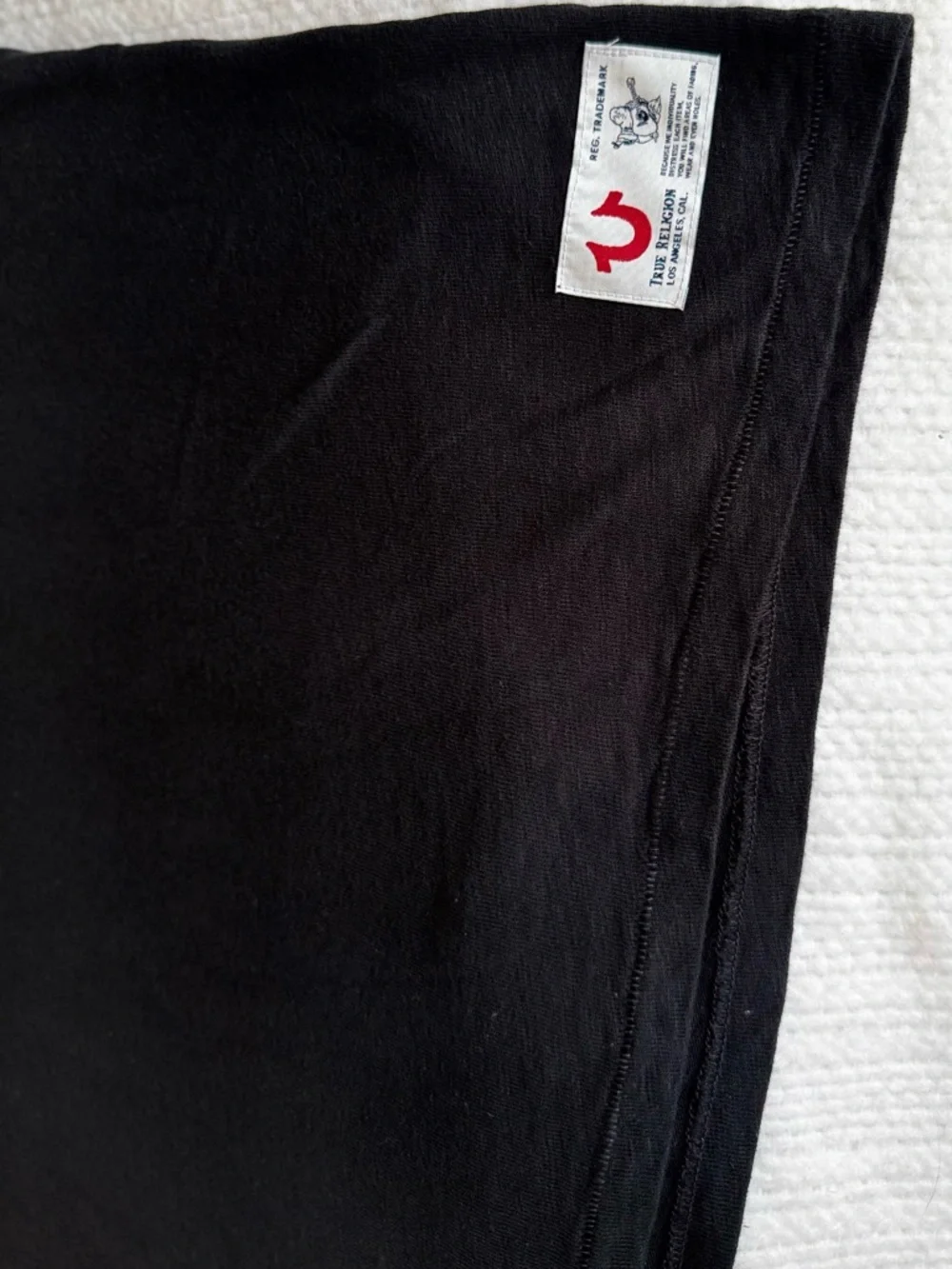 TRUE RELIGION Black Short Sleeve Crewneck Tee w Tonal 'TRUE' Logo Cotton T-shirt